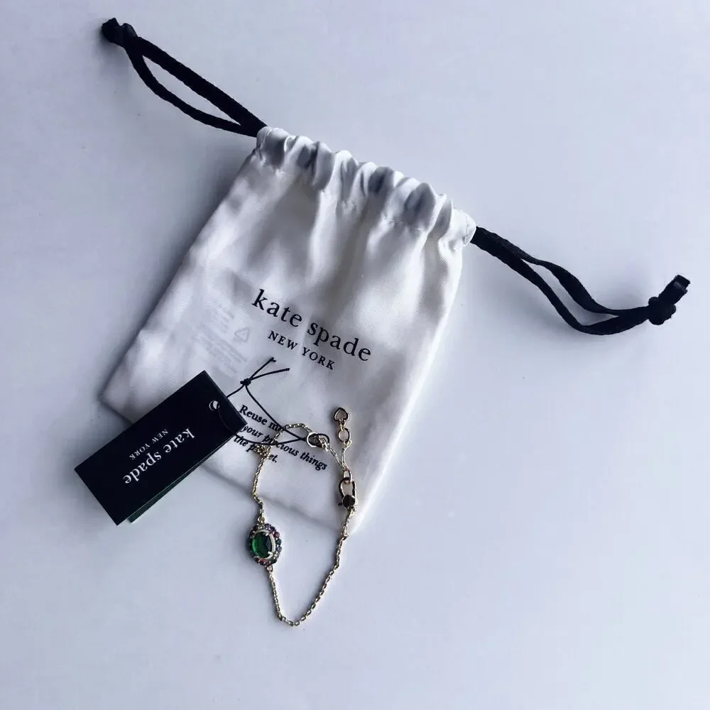 Kate Spade Emerald Green Crystal Chain Bracelet NWT